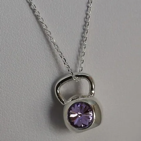 Fit Kolekcja - Zawieszka na łańcuszek srebrny KETTLEBELL SWAROVSKI Violet