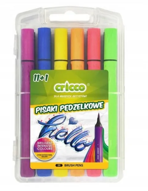 FLAMASTRY PISAKI Z KOŃCÓWKĄ PĘDZELKOWĄ CRICCO11+1
