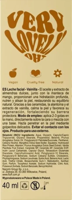 FLUFF MLEKO DO TWARZY NAWILŻAJĄCE WANILIA 40 ML