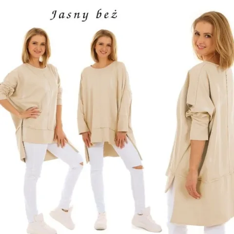 F517 Luźna BLUZA z przeszyciami KOLORY