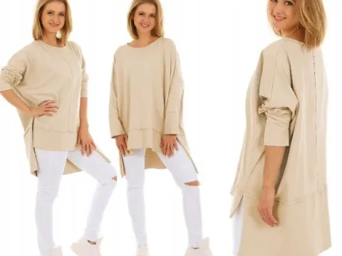 F517 Luźna BLUZA z przeszyciami KOLORY