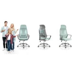 Fotel biurowy z mikrosiatką Praga - jasnoniebieski