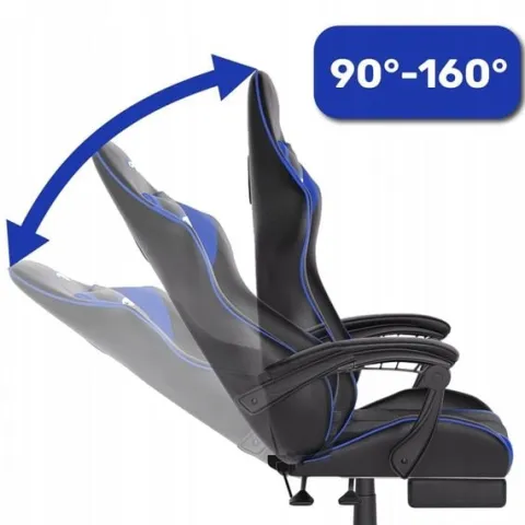 FOTEL GAMINGOWY CYBER CHAIRS X-POWER BLUE - BIUROWY Z MASAŻEM I PODNÓŻKIEM