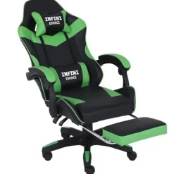 Fotel Gamingowy z podnóżkiem INFINI ESPACE Green