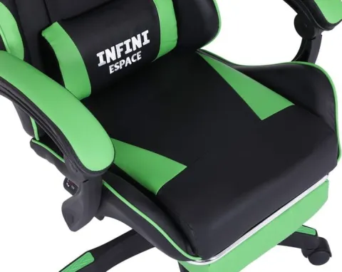 Fotel Gamingowy z podnóżkiem INFINI ESPACE Green