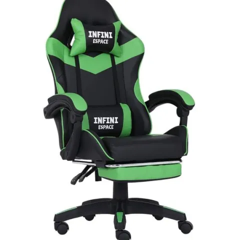 Fotel Gamingowy z podnóżkiem INFINI ESPACE Green