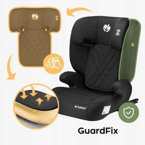 Fotelik Samochodowy 15-36Kg Isofix Tulano I-Size Czarny Poddupnik 100-150Cm