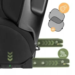 Fotelik Samochodowy 15-36Kg Isofix Tulano I-Size Czarny Poddupnik 100-150Cm