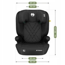 Fotelik Samochodowy 15-36Kg Isofix Tulano I-Size Czarny Poddupnik 100-150Cm