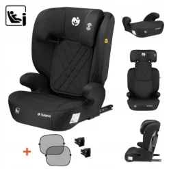 Fotelik Samochodowy 15-36Kg Isofix Tulano I-Size Czarny Poddupnik 100-150Cm