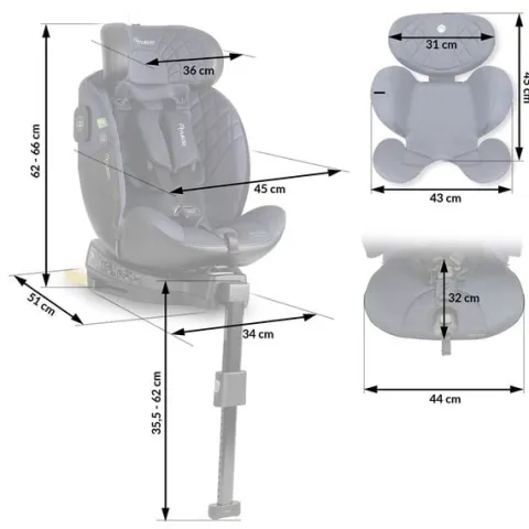 Fotelik samochodowy Nukido Aero Line czarno-granatowy 0-36 kg ISOFIX