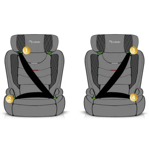 Fotelik samochodowy Nukido Louis czarno-szary 15-36 kg ISOFIX