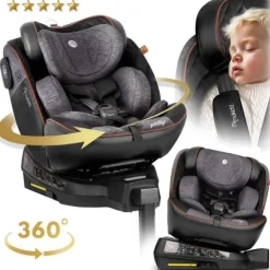 Fotelik samochodowy Nukido Prestige Line czarno-szary 0-36 kg ISOFIX