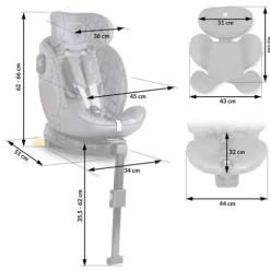 Fotelik samochodowy Nukido Prestige Line szary 0-36 kg ISOFIX
