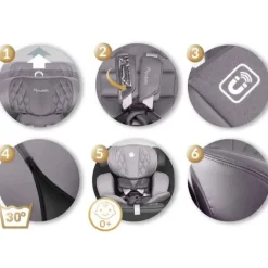Fotelik samochodowy Nukido Prestige Line szary 0-36 kg ISOFIX