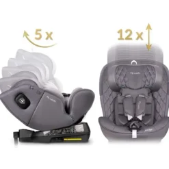 Fotelik samochodowy Nukido Prestige Line szary 0-36 kg ISOFIX