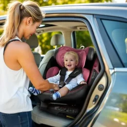 Fotelik samochodowy Nukido Prestige Line czarno-różowy 0-36 kg ISOFIX
