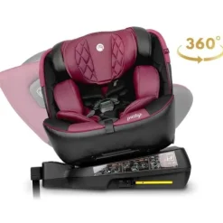 Fotelik samochodowy Nukido Prestige Line czarno-różowy 0-36 kg ISOFIX