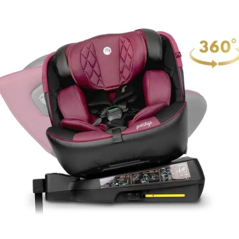 Fotelik samochodowy Nukido Prestige Line czarno-różowy 0-36 kg ISOFIX