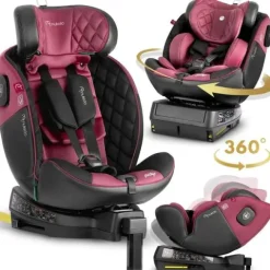 Fotelik samochodowy Nukido Prestige Line czarno-różowy 0-36 kg ISOFIX