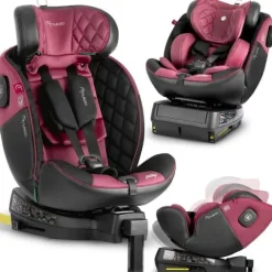 Fotelik samochodowy Nukido Prestige Line czarno-różowy 0-36 kg ISOFIX