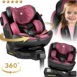 Fotelik samochodowy Nukido Prestige Line czarno-różowy 0-36 kg ISOFIX