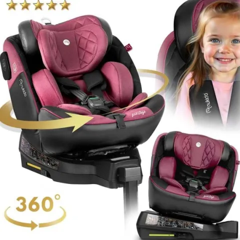 Fotelik samochodowy Nukido Prestige Line czarno-różowy 0-36 kg ISOFIX