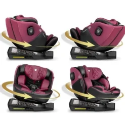 Fotelik samochodowy Nukido Prestige Line czarno-różowy 0-36 kg ISOFIX