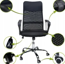 FOTEL OBROTOWY BIUROWY KRZESŁO CZARNE BIUROWE
