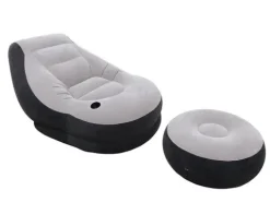 Fotel welurowy z podnóżkiem 130 x 99 x 76 cm INTEX 68564
