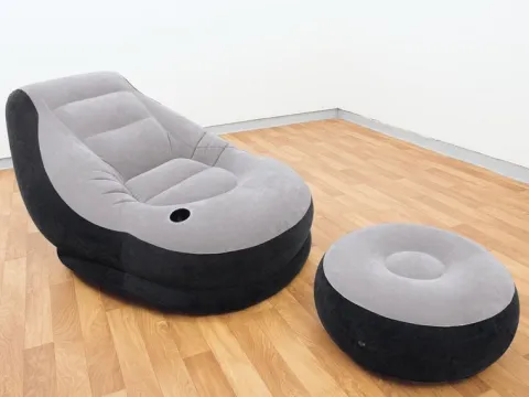 Fotel welurowy z podnóżkiem 130 x 99 x 76 cm INTEX 68564
