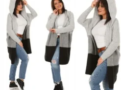 F617 POLSKI Kardigan SWETER kaptur PASY