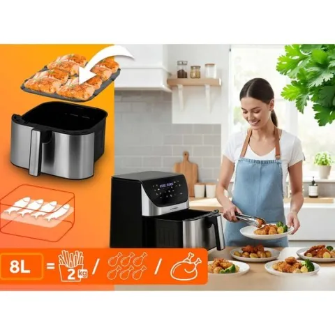 Frytkownica beztłuszczowa Air fryer frytownica 8l Berdsen 1700W BD-659 srebrna