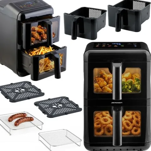Frytkownica beztłuszczowa dwukomorowa pionowa 11.6 l Air fryer frytownica Berdsen 3000W BD-663