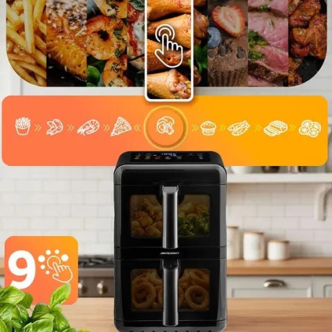 Frytkownica beztłuszczowa dwukomorowa pionowa 11.6 l Air fryer frytownica Berdsen 3000W BD-663