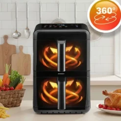 Frytkownica beztłuszczowa dwukomorowa pionowa 11.6 l Air fryer frytownica Berdsen 3000W BD-663