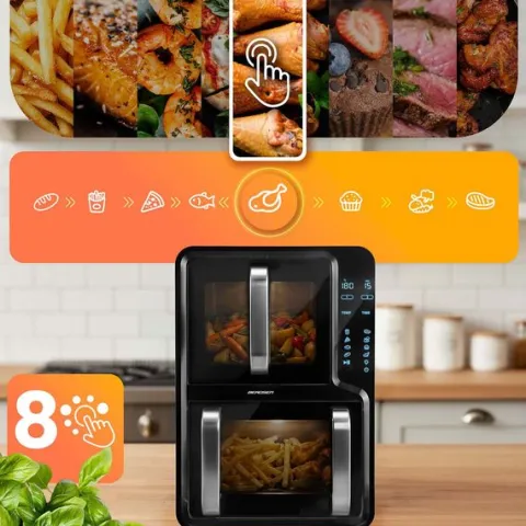 Frytkownica beztłuszczowa dwukomorowa pionowa 12 l Air fryer frytownica Berdsen 2800W BD-664