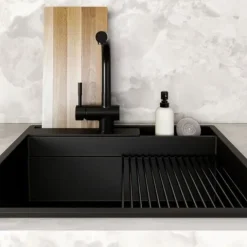 GLOBALO Zlewozmywak granitowy SILVANO 60.1 BLACK/BL Mat