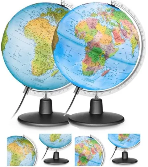 Globus podświetlany 3w1 polityczny / fizyczny + 3D plastyczny, kula 30 cm