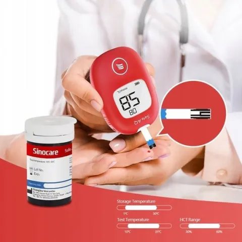Glukometr Sinocare SAFE AQ SMART w mg/dl z 100 paskami i 100 lancetami