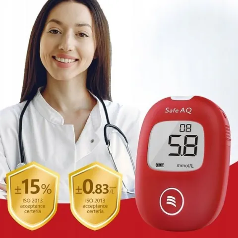 Glukometr Sinocare SAFE AQ SMART w mg/dl z 100 paskami i 100 lancetami