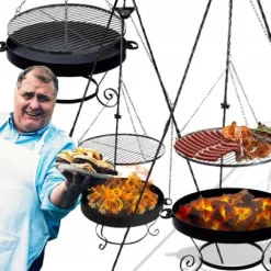 GRILL OGRODOWY TRÓJNÓG KUTY RUSZT 60 CM RUSZTO NIERDZEWNE PALENISKO INOX 6