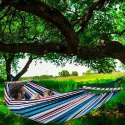 HAMAK OGRODOWY XXL 2 osobowy HUŚTAWKA z drążkiem 260x155cm +TORBA HAKI LINY