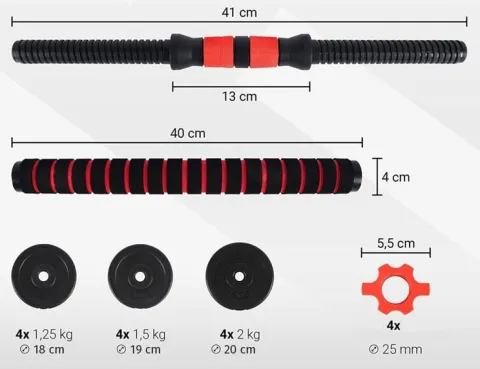 Hantle sztanga 2w1 do ćwiczeń Maximus 2x 10kg