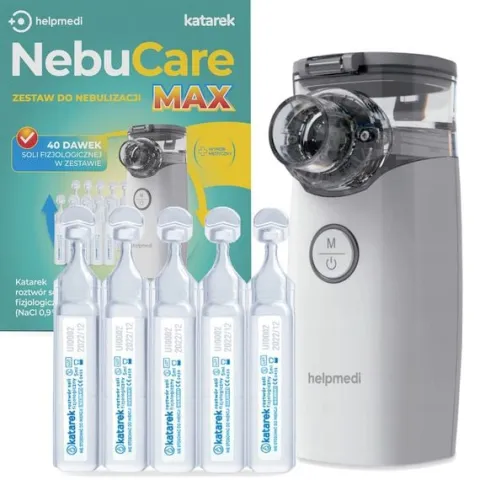HELPMEDI NebuCare max Inhalator zestaw do nebulizacji + sól fizjologiczna
