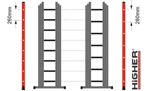 HIGHER Drabina aluminiowa 3x10 Professional + GRATIS