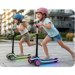 Hulajnoga trójkołowa dla dzieci balansowa LED Ricokids Leddi - czarno-różowa