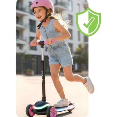 Hulajnoga trójkołowa dla dzieci balansowa LED Ricokids Leddi - czarno-różowa