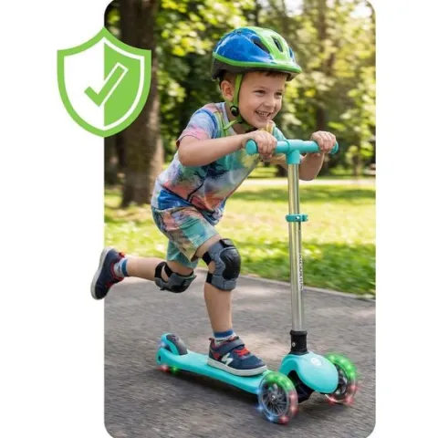 Hulajnoga trójkołowa dla dzieci balansowa świecąca w ciemności Ricokids Glow - turkusowa