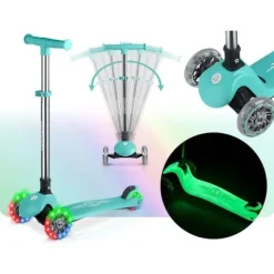 Hulajnoga trójkołowa dla dzieci balansowa świecąca w ciemności Ricokids Glow - turkusowa
